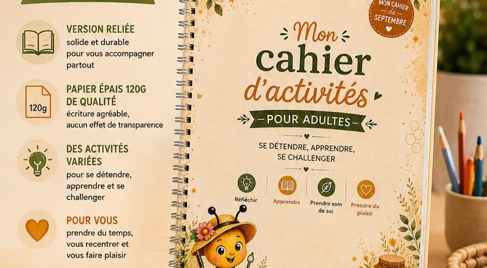 Mon cahier d'activités pour adultes, version imprimée et reliée